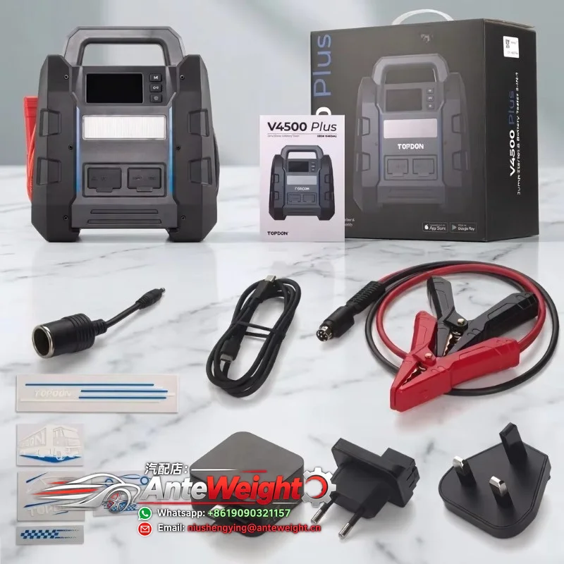 V4500 Plus 2-in-1 4500A Jump Starter & Battery/System Tester, 32000mAh, 120Wh, up to 16L Gas/Diesel Engines