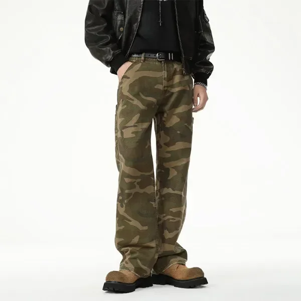 Pantalon de moto pour hommes, Streetwear, mode Hip Hop, ample, décontracté, Camouflage, pur coton, Denim, Cargo