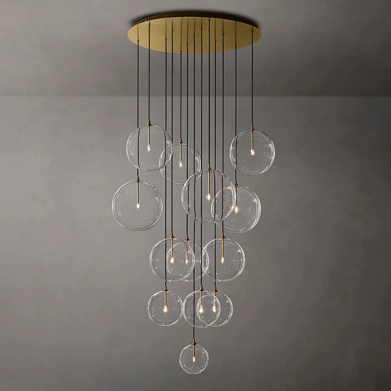 Long Stair Chandelier Chandelier Modern Hanging Clear Glass Bubble Ball Stair Light