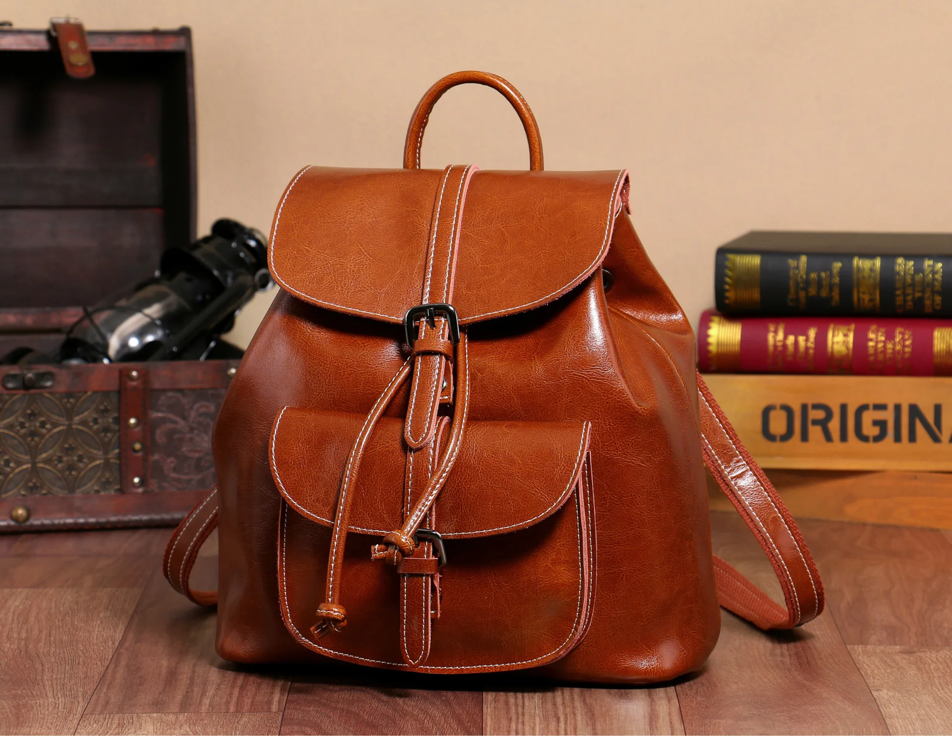 Women Vintage Genuine Leather Backpack Purse Fashion Leather Backpack Purses for Women Designer Backpack Handbag