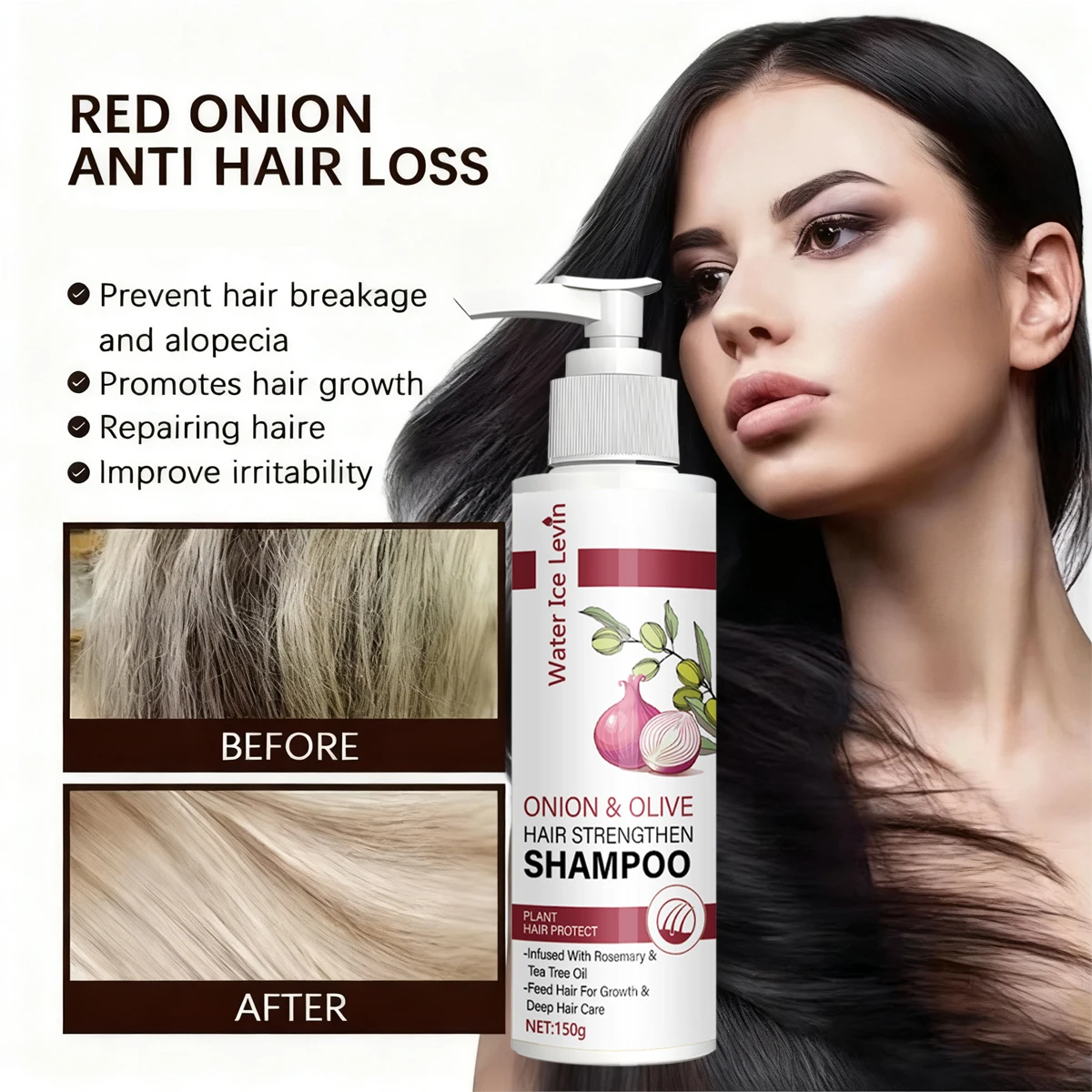 شامبو تقوية شعر البصل والزيتون مع زيت البيوتين وإكليل الجبل للنمو والرطوبة والعناية بفروة الرأس - للشعر الجاف التالف #2