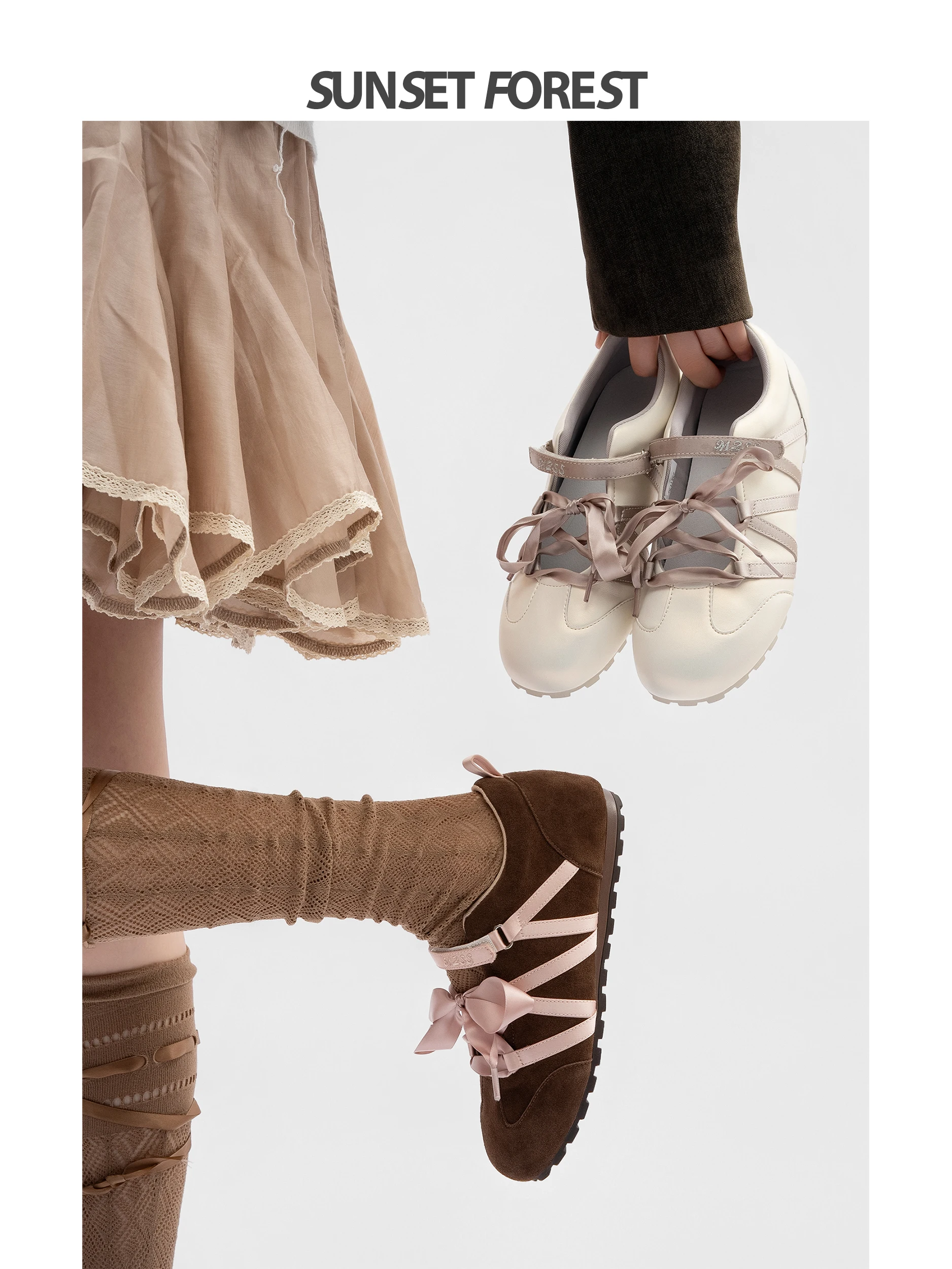 Spring 2026 Women's Ballet Dequn Shoes Low Cut Sporty Flat Bottom Casual Sneakers Comfortable Breathable Leather Slip-On