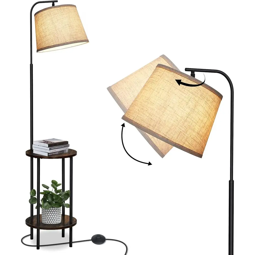 

DEWENWILS loor Lamp with Table Attached, armhouse Narrow Nightstand, Wooden End Side Table loor Lamp, Adjustable Reading Lamp or