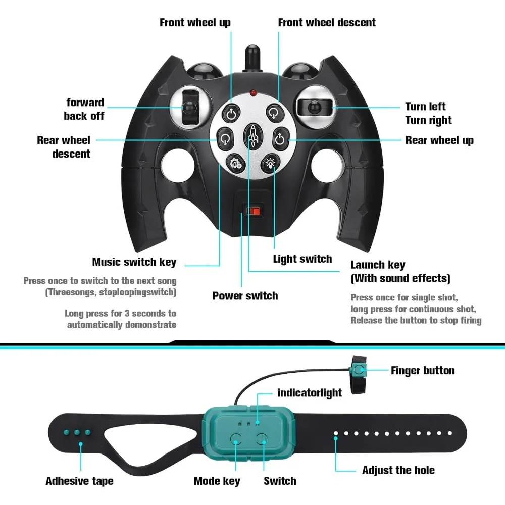 سيارة حيلة 3 في 1 بمستشعر للإيماءات مع ضوء وموسيقى، كلب روبوت ذو ثمانية عجلات للتحكم عن بعد، لعبة سيارة حيلة ذكية مزدوجة التحكم #5