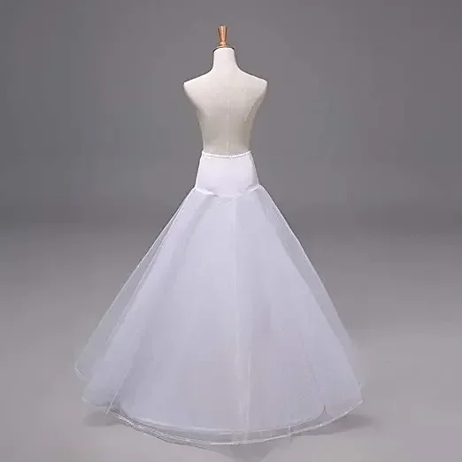 Long 1 Hoop 2 Tier A-Line Petticoat Slip Crinoline Underskirt for Women Ball Gown Wedding Dress Accessories Half