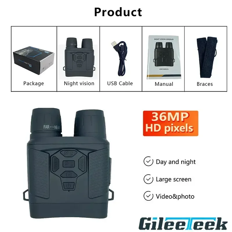

Outdoor Night Vision Telescope Y6 Binocular Night Vision 4K 36MP Infrared Optical 5X Digital Zoom Photo Video Playback