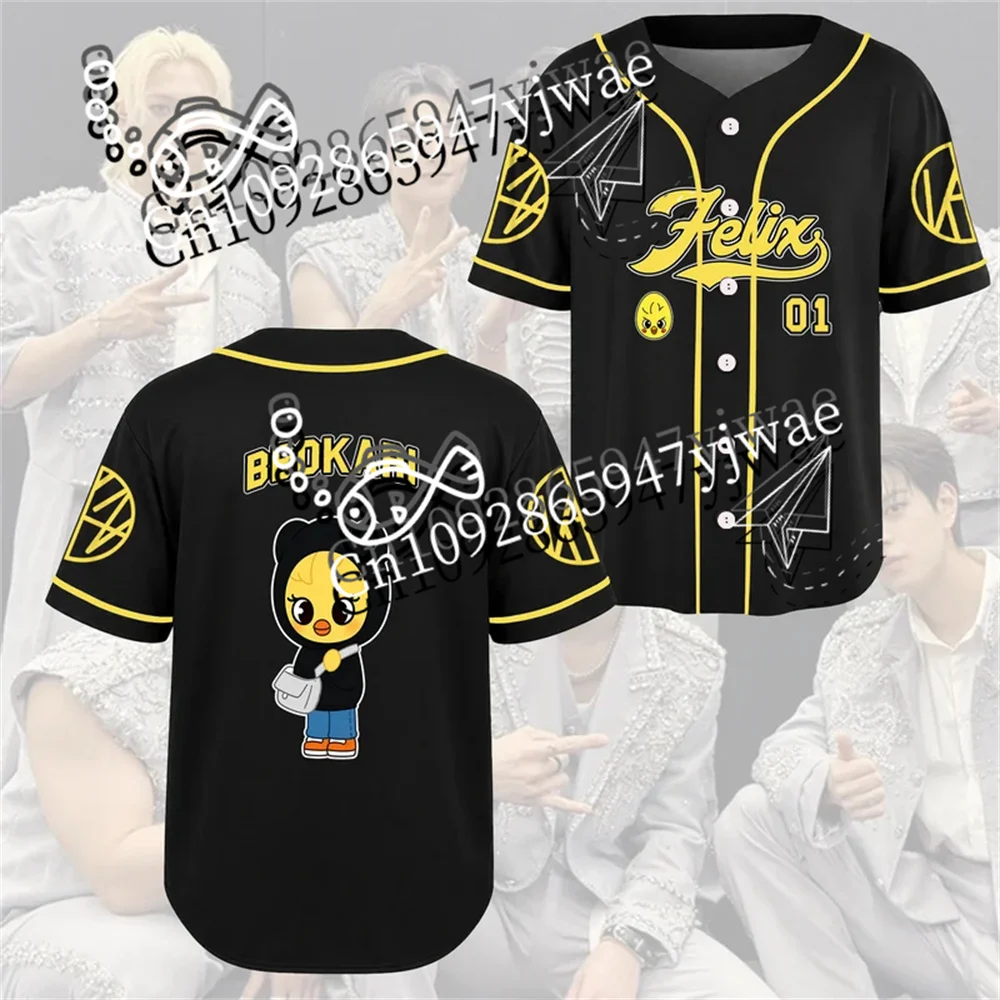 2026 Run It Tour Baseball Jersey Kpop Concert Gift For Stay Felix Bbokari Members Printed T-Shirt Casual Top Fan Cosplay Costume