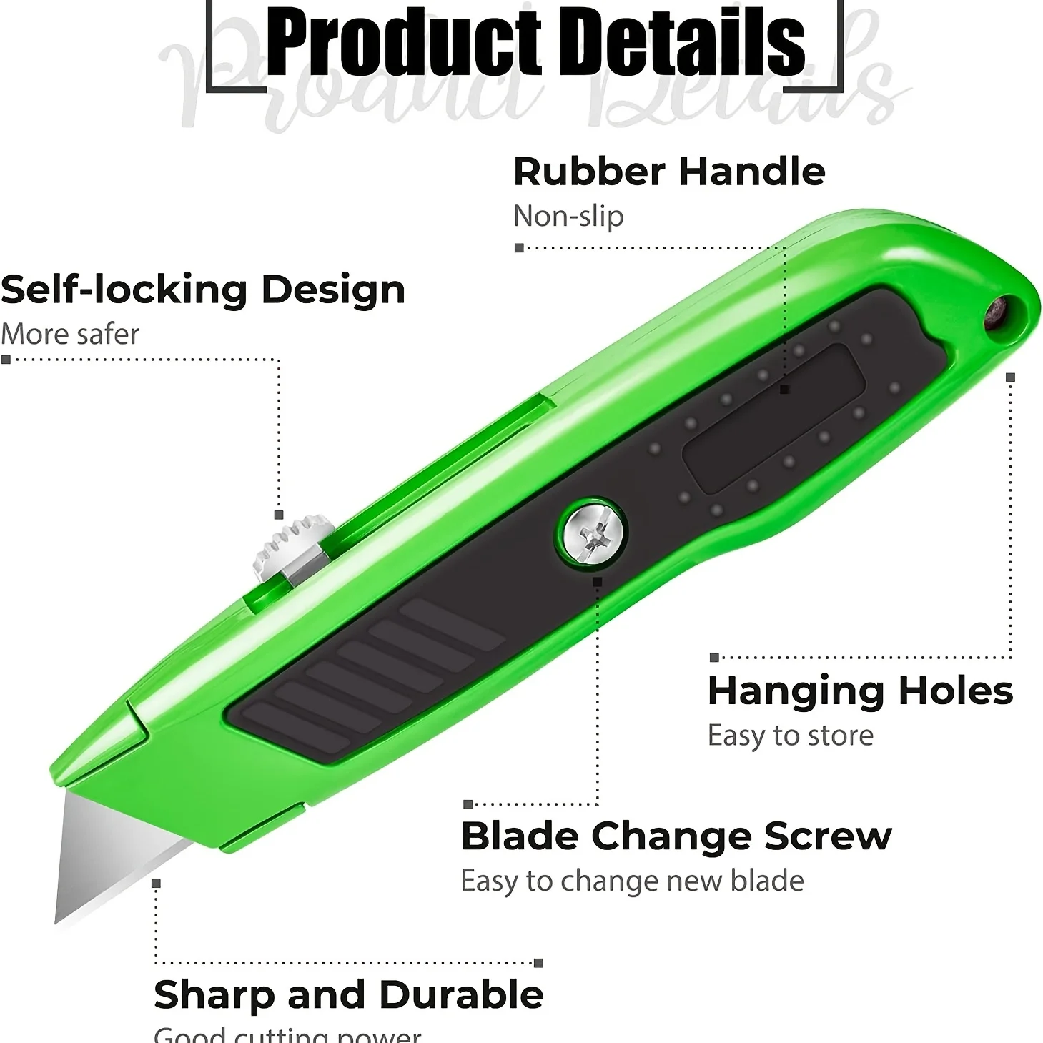 Box Cutter Utility Knife, Box Cutter Retractable, Heavy Duty Box Knife Razor Knife, Rubber Handle Carpet Box Cutters Box Cutter