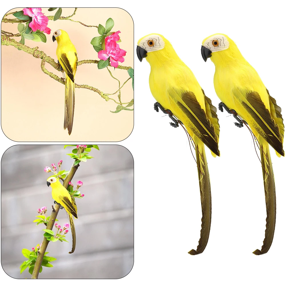 

2 шт. искусственных имитаций птиц из пенопласта и перьев, украшение для дома (желтые)