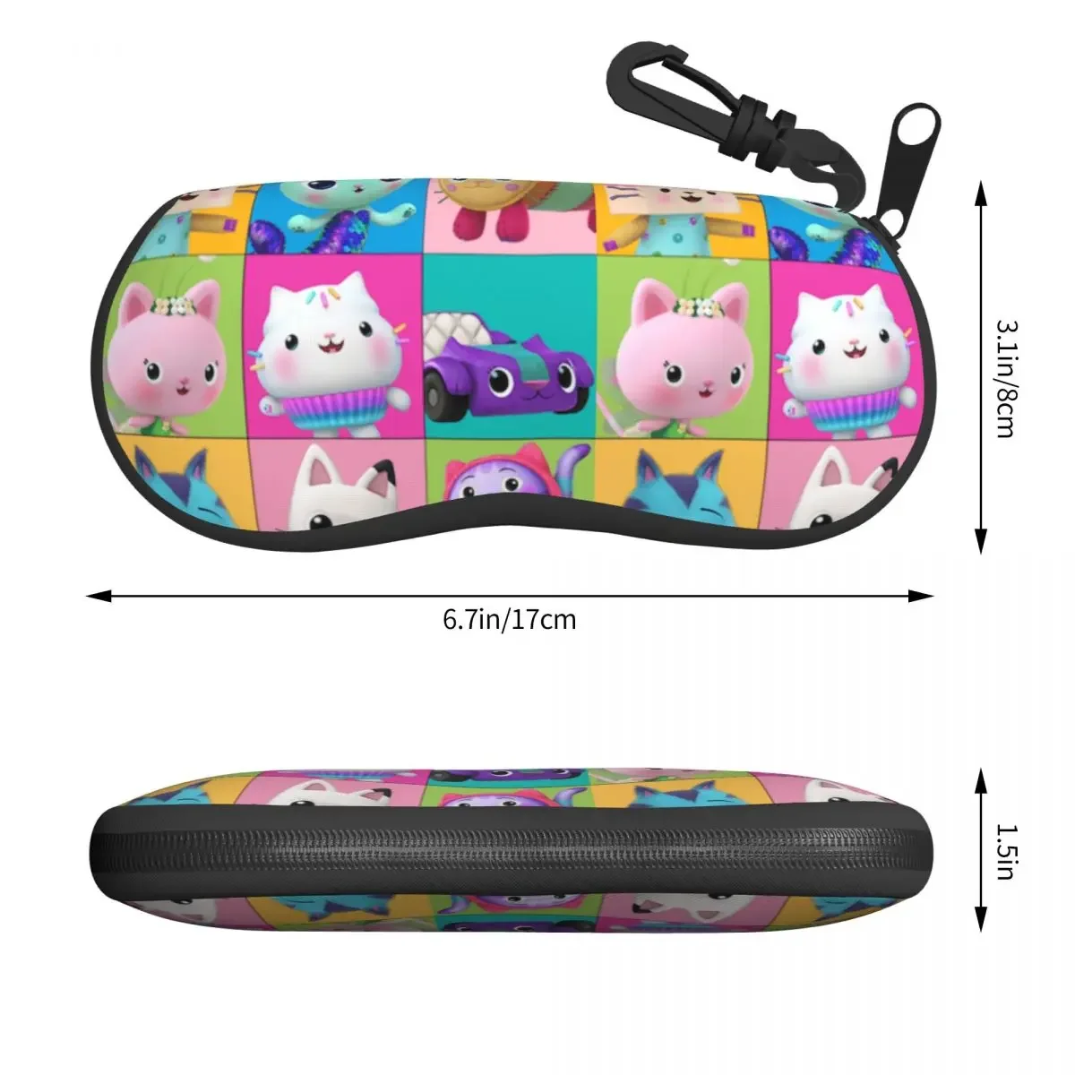 Gabbys Dollhouse Sunglasses Soft Case Neoprene Zipper Cartoon Kitten Cats Shell Eyeglass Case Custom Protective Box For Glasses