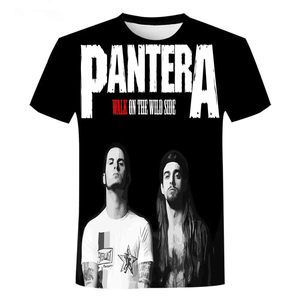 

3D Printed Popular Heavy Metal Rock Band Pantera Trend Street Breathable Quick Dry Sport Crewneck Men Plus-size Top