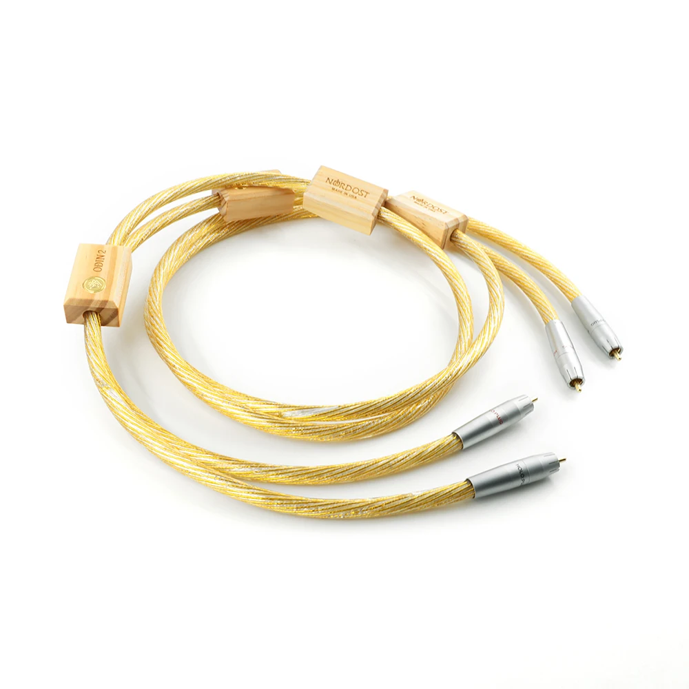 One pair High Quality Hi End Nordost Odin 2 Gold Silver RCA Balance Cable Reference Interconnects For Amplifier CD Player