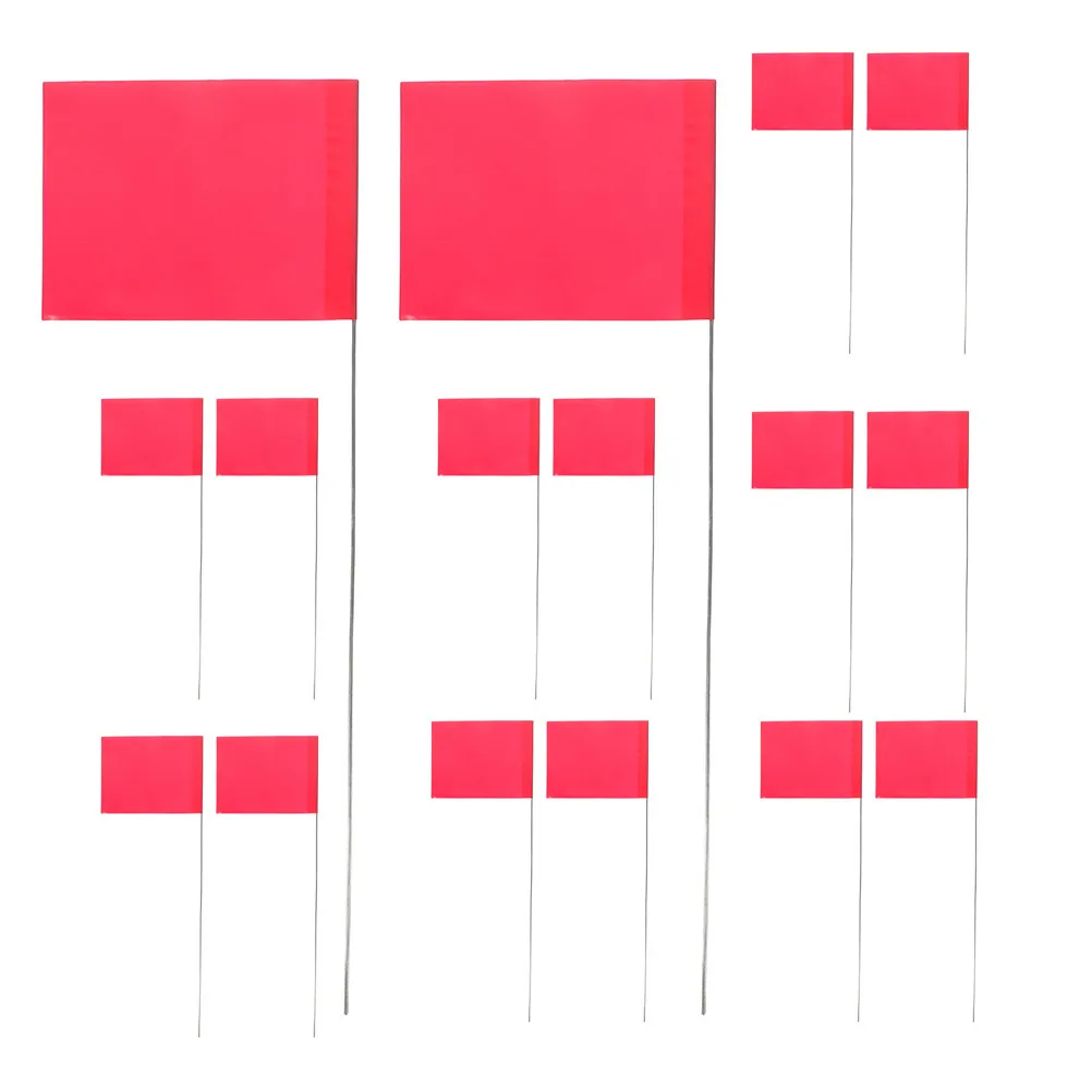 60Pcs Red Utility Flags Marking Flags with Steel Stakes for Lawn Yard Irrigation Sprinkler Heads Survey Safety