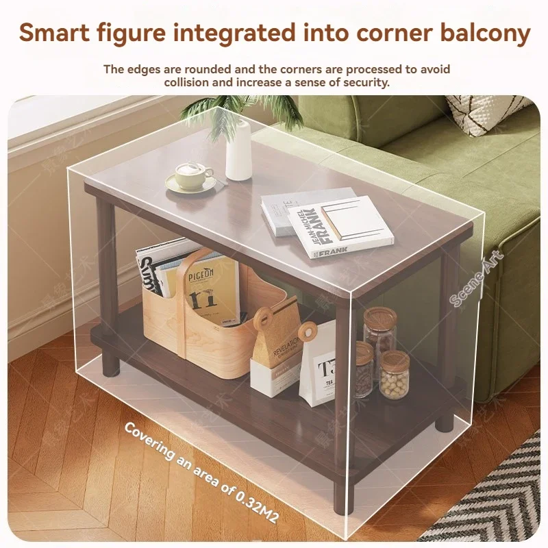 Tea table, living room, household, small and simple sofa, next to several bedrooms, bedside shelf, simple bedside table