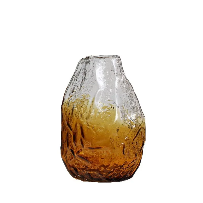 Irregular relief gradual change color art glass bell, horse drunk vase home interior living room model room flower arrangement