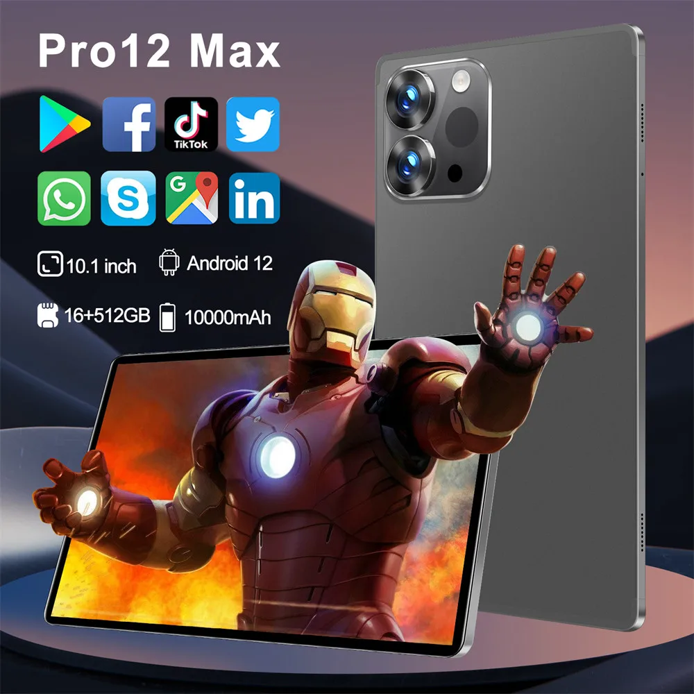 

2025 Original Pro 12 Max Tablet PC 10inch Snapdragon 8 gen3 Tab Android 22GB+2TB Tablets 10000mAh 5G Dual SIM WiFi GPS Google