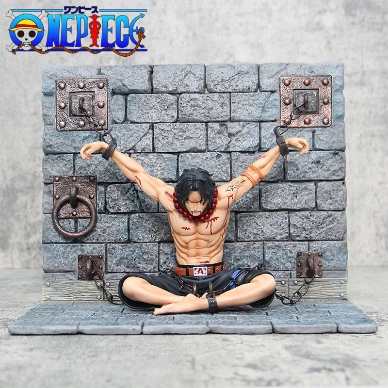 22cm Anime One Piece Portgas D Ace Figure Gk Prison Manga Statue Pvc Action Figurine Collectible Model Kids Toys Gifts For Kids