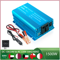 Pure Sine Wave Inverter DC 12V/24V To AC 220V 1500W Portable Power Bank Converter Solar Invert