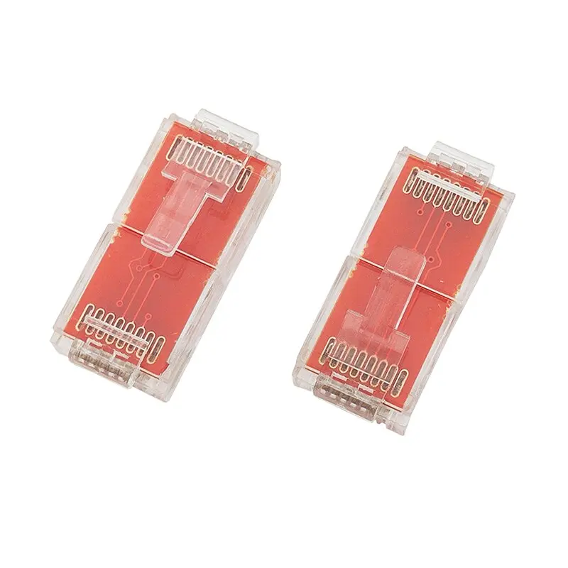 RJ45 circuit board connection head, bidirectional crystal head 1-on-1 contact 8P8C buckle adapter