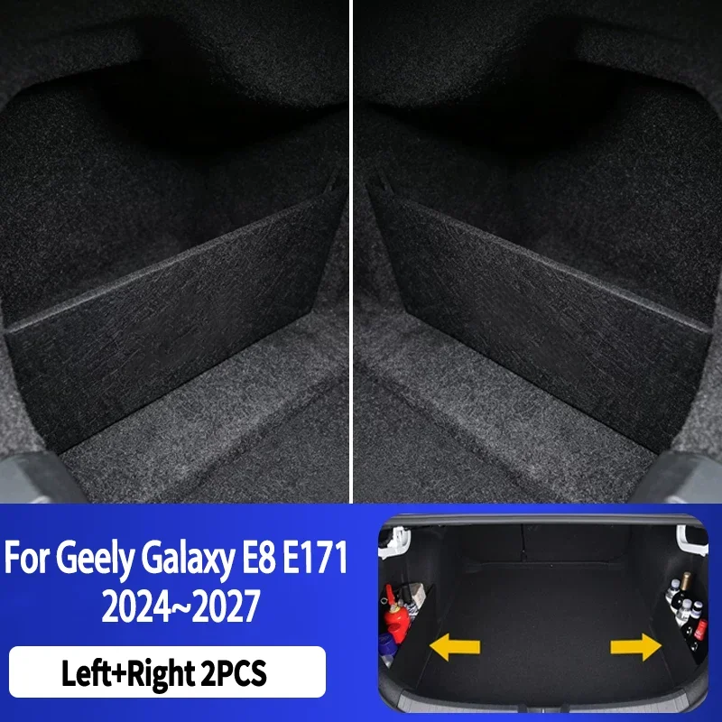 For Geely Galaxy E8 E171 2024~2027 Trunk Storage Baffle Organized Box Partition Side Storage Modified Accessories