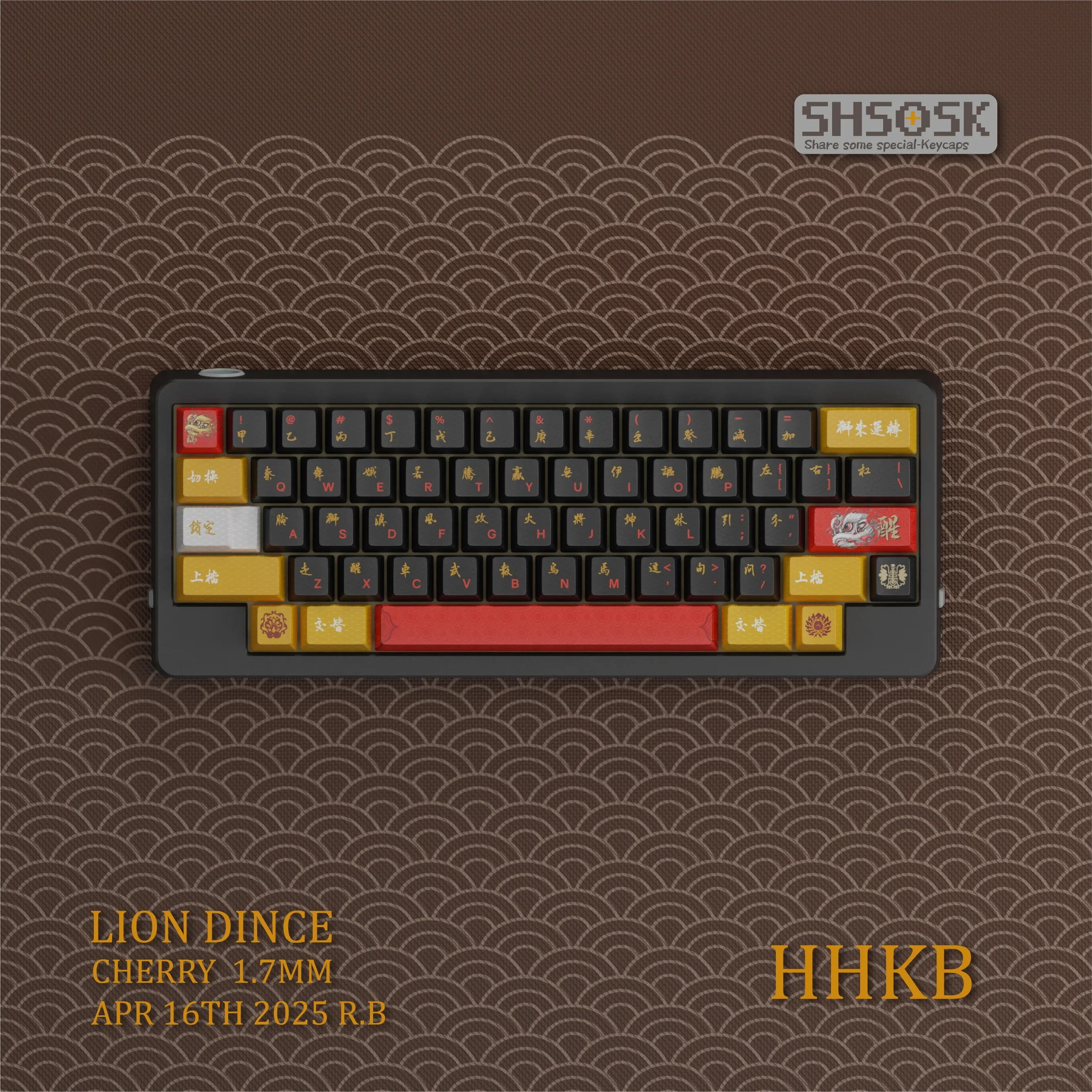 

Серия Guofeng, танцующий лев, pbt, полная пятисторонняя сублимация, непрозрачная оригинальная высота, адаптация для клавишных колпачков 68/75/84/98