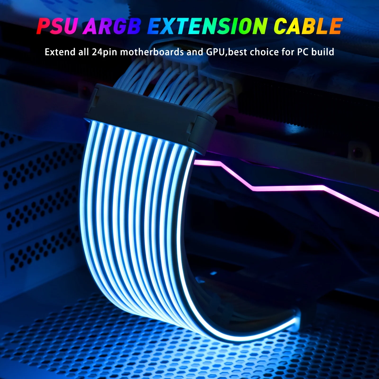 argb power extension cabo kit 24 pin atx 3x8pin 2x8pin gpu 5v 3pin psu sincronizada led diffused soft tube 01