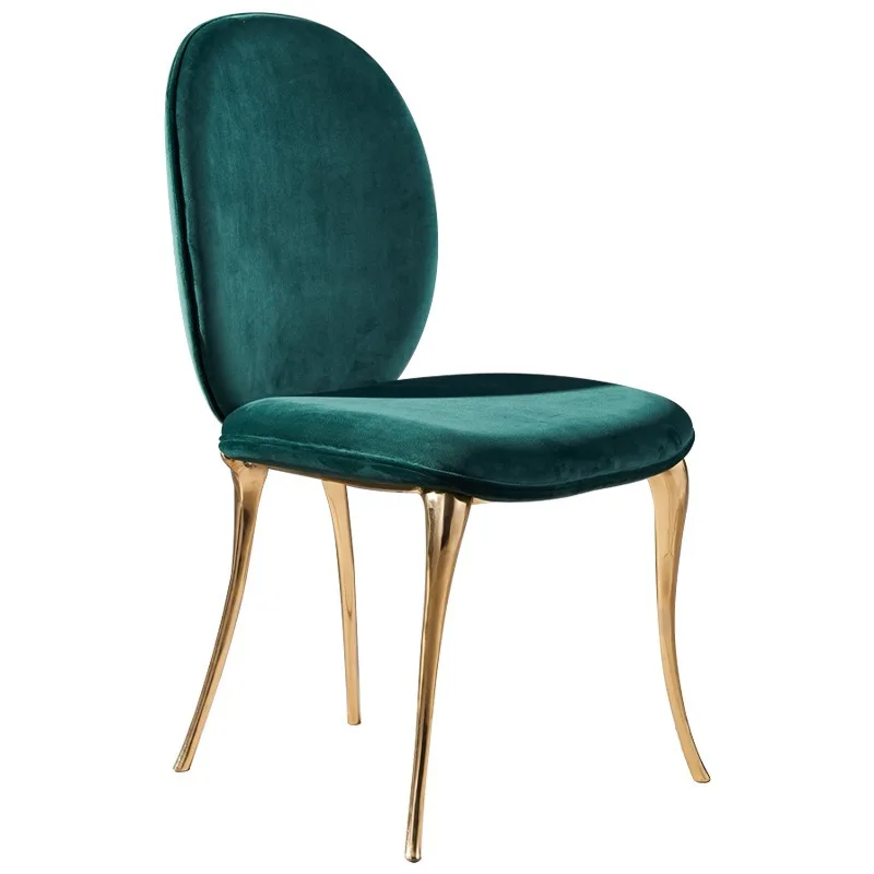 

Light luxury dining chair simple modern back chair metal pure copper single reception negotiation chair furniture customization