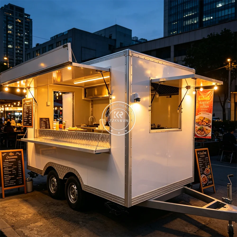 

CE Certified Mobile Food Truck Fast Food Van Street Mobile Kitchen Trailer Concession Pizza Burger Food Trailer Fully Equipped