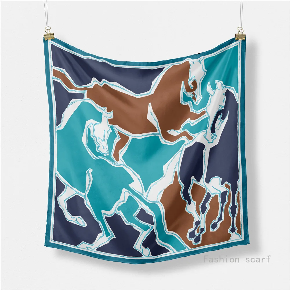 

53 см новый модный квадратный шарф женский цветочный принт дизайн банданы женские шарфы повязка на голову носовой платок для волос люксовый бренд оптовая продажа