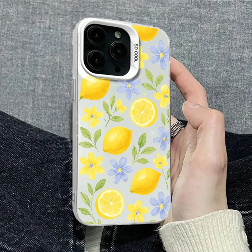 Lemon Green Leaf  Phone Case For Samsung Galaxy S25 S26 S24 S23 Ultra Plus FE A54 A55 A56 A53 A34 A33 A36 IMD Shockproof Cover