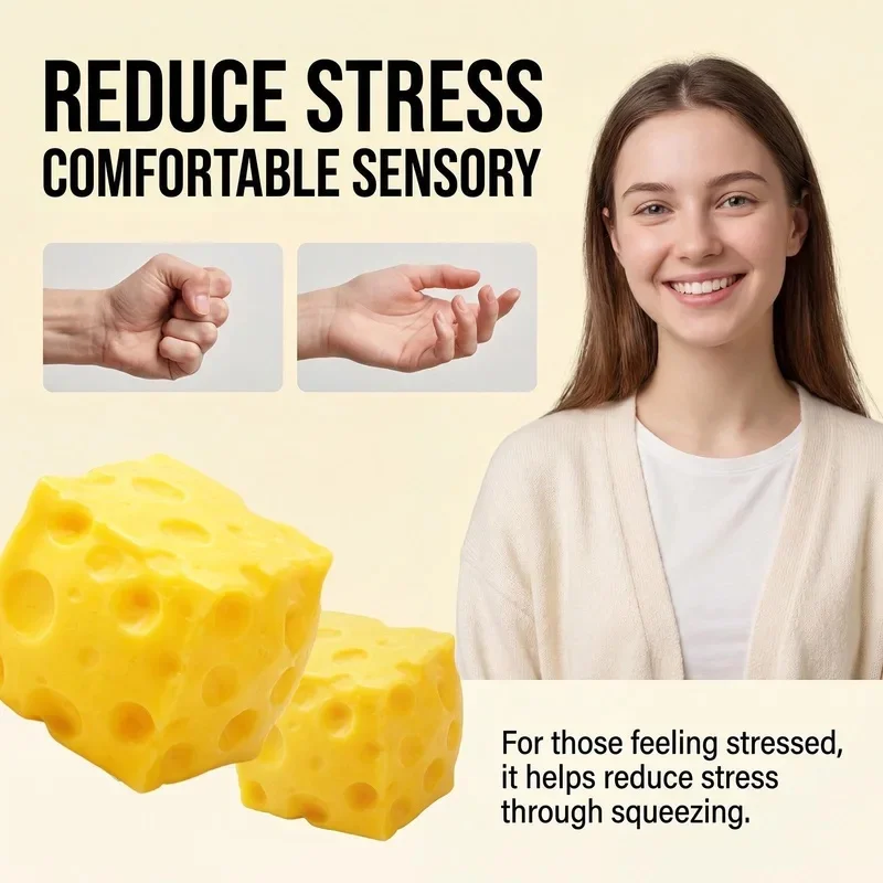 HOT Giant Cheese Squeeze Toy Extra Large Size Cheese Squishy Fidget Toys Slow Rebound Shapeable Venting Ball for Adults Gifts