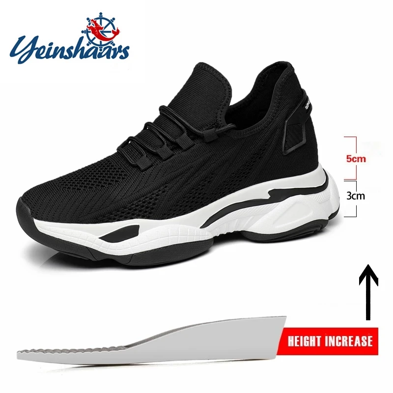 Flat/ 6cm/ 8cm Elevator Men Sneaker Casual Shoes Mesh Summer Height Increase Mens Chunky Tenis Masculino Heighten Taller Shoes