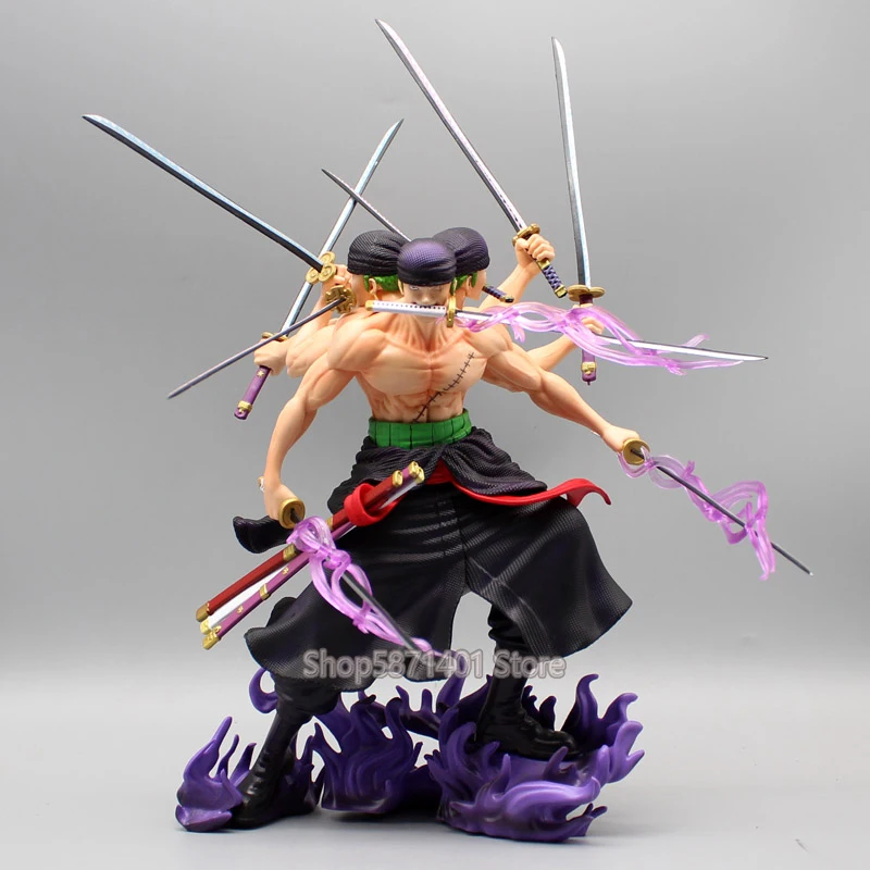 30cm Anime Zoro One Piece Figure Wano Country Roronoa Zoro Action Figure Three Heads and Six Arms Nine Knives Flow Shura PVC Toy