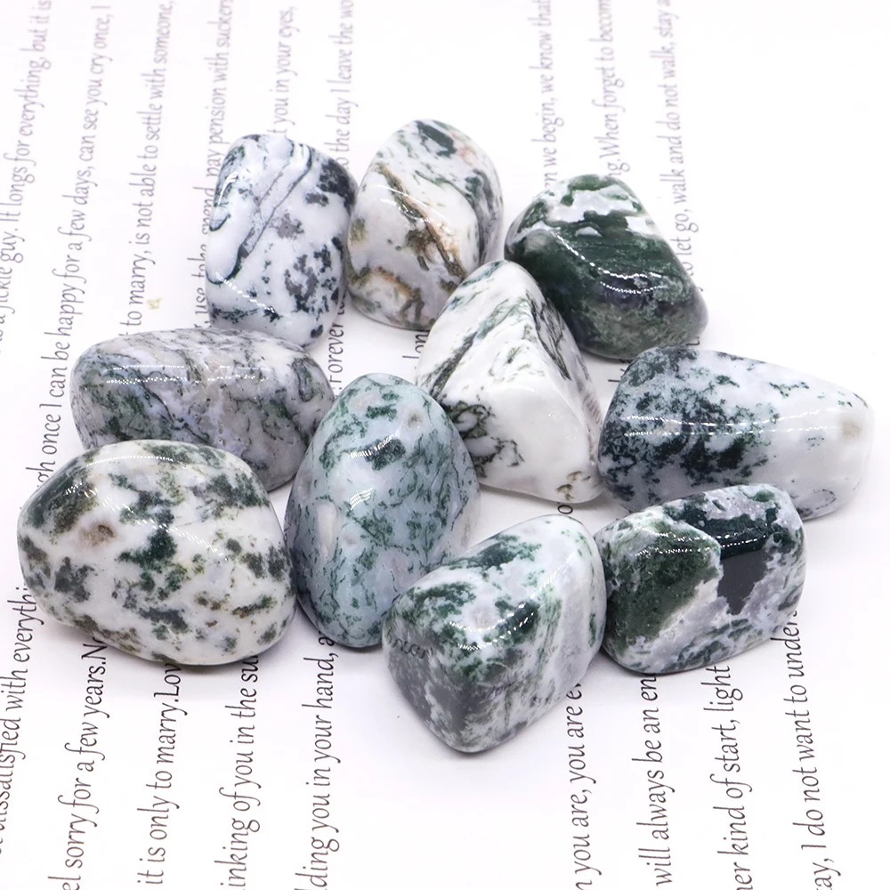 

Natural Tree Agate Chakra Healing Gemstone Mineral Crystal Tumbled Stone Home Aquarium Specimen Decoration, Bulk Gift, Wholesale