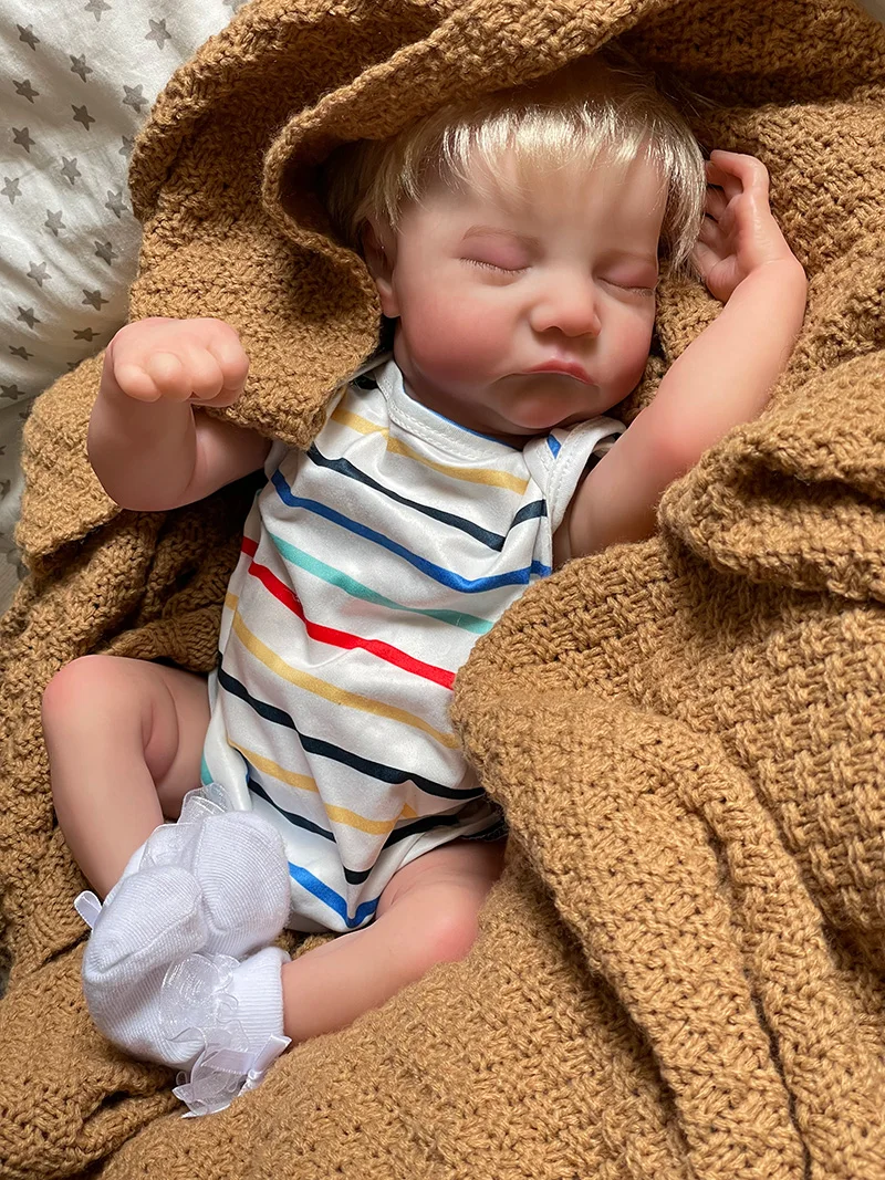 Cokela 20inch/50cm Full Body Closed Eyes Loulou Reborn Baby Doll With Rooted Hair Lifelike Newborn Baby Boy Or Girl For Choose