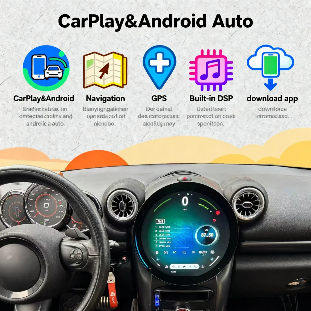 Car Radio For BMW Mini Cooper Countryman R56 R60 R61 2007-2016 Carplay Android 15  Multimedia Player GPS Navigation Auto BT Unit