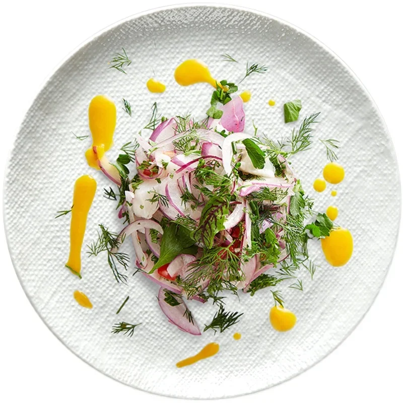 Nordic Characteristic Ceramic Salad Plate Sack Pattern Disc Western Restaurant Main Course Steak Dessert Tableware