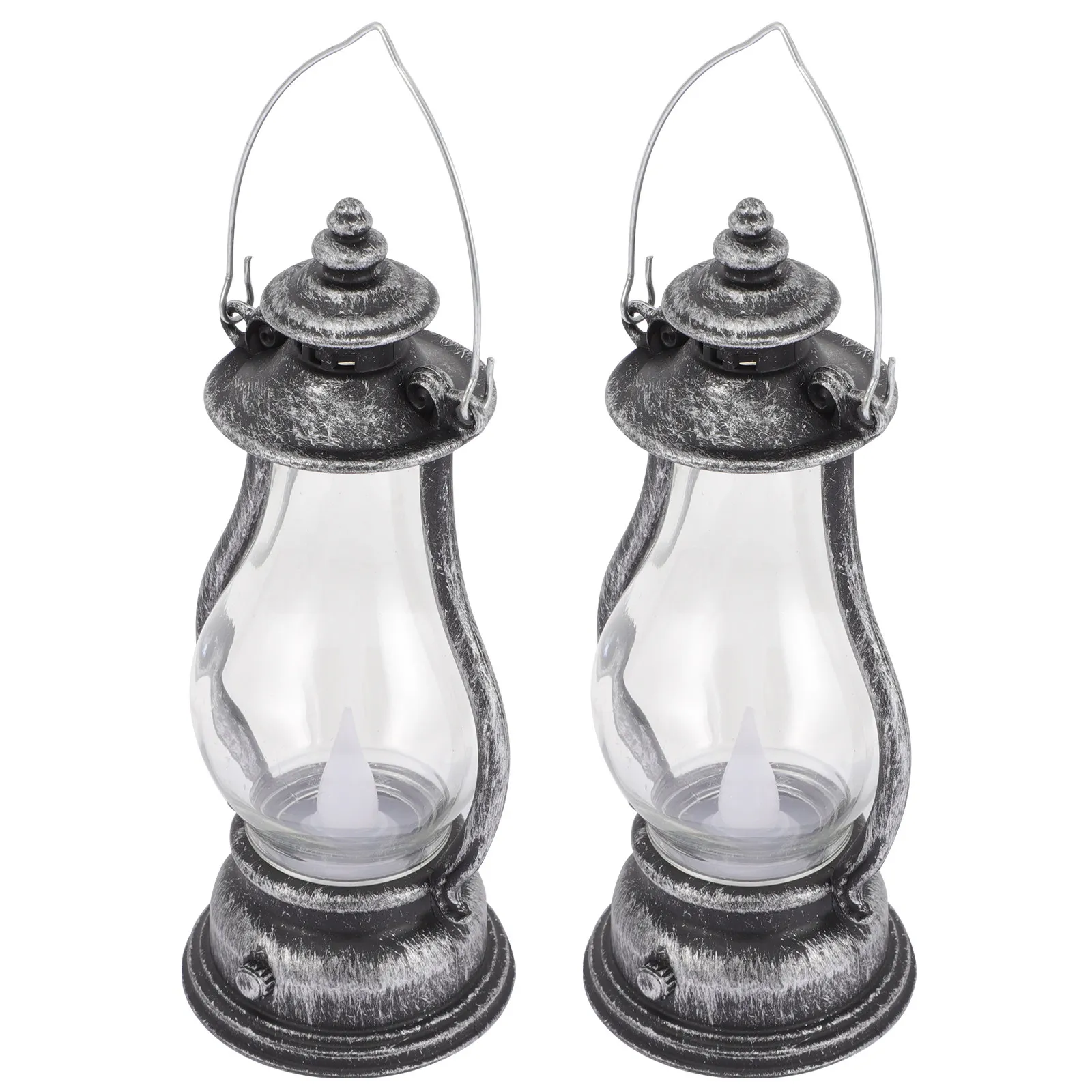2Pcs Retro Style Plastic LED Lamp Hanging Or Desktop Decorative Light for Scene Layout Vintage Atmosphere Elegant Room