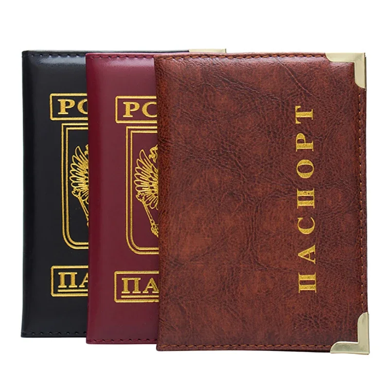 

Russian Capa Passaporte Viagem обложка для паспорта Double-headed Eagle Passport Holder PU Leather Ticket Holder Multi-card