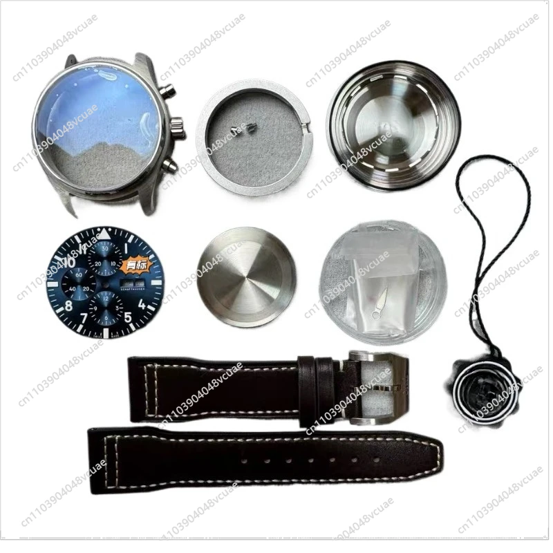 

Комплект аксессуаров для часов: корпус для пилотских часов под механизм ETA7750, полный комплект с сапфировым стеклом, диаметр корпуса 43 мм, толщина корпуса 15 мм.