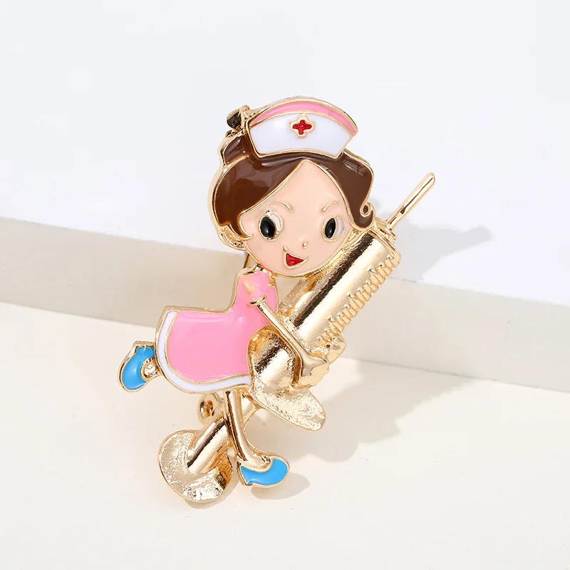 Cute Cartoon Nurse Syringe Stethoscope Microscope Enamel Brooch Jewelry Pins for Doctor Nurse Student Lapel Backpack Jewelry