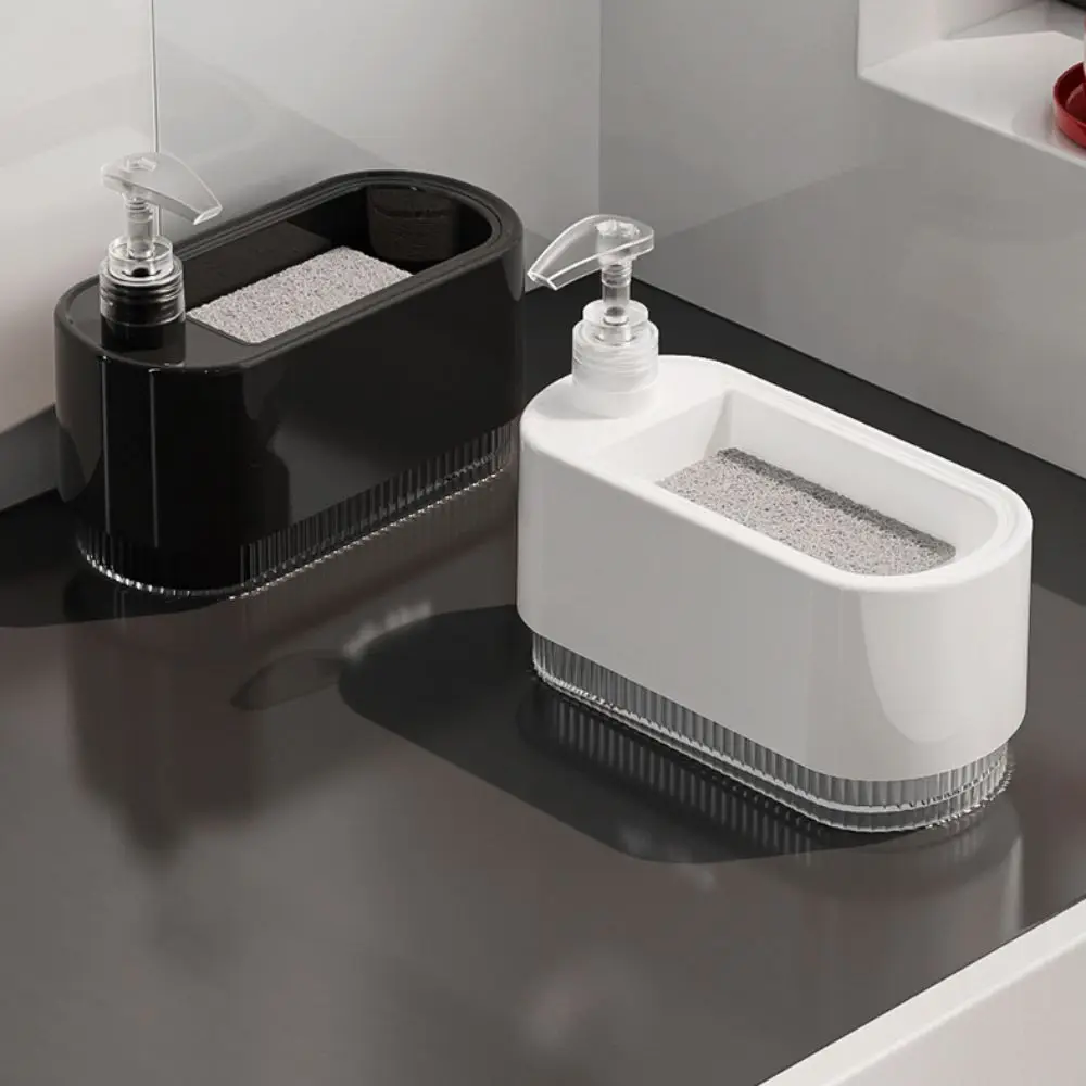 موزع صابون المطبخ البلاستيكي مع حامل إسفنجة، مضخة صابون اليد، موزع منظف، أداة تنظيف مانعة للتسرب