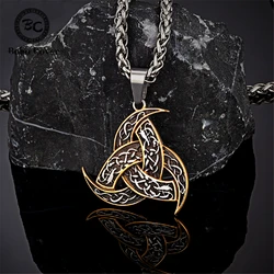 Men Celtics Knot Trinity Pendant Necklace Stainless Steel Norse Runes Slavic Icelandic Jewelry Vikings Amulet Vintage Male Gifts