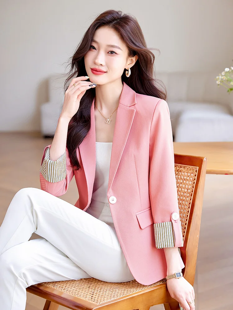 Women\'s Casual Blazer Jacket, Loose Fashion Suit, Office Ladies Tops, High Quality, New, Autumn, Winter, 2024