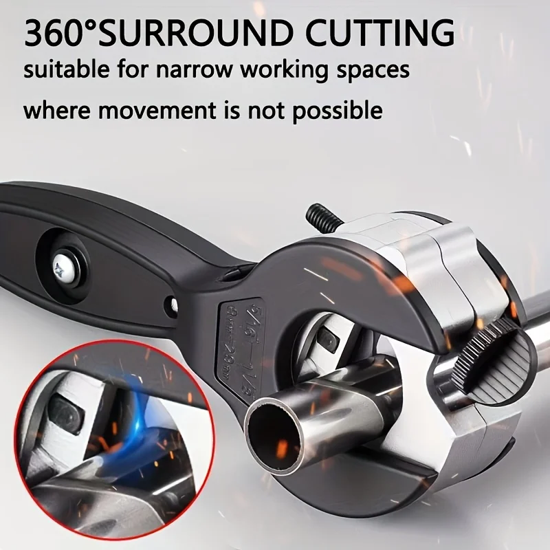 

Heavy-duty ratchet pipe cutter - cutting range from 5/16\" to 11/8\", suitable for copper, aluminum, steel, stainless steel, PPR