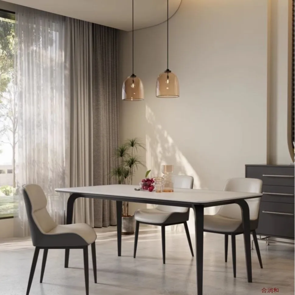 Full support solid wood baseplate Yinuo rock plate dining combination household small apartment living room dining table