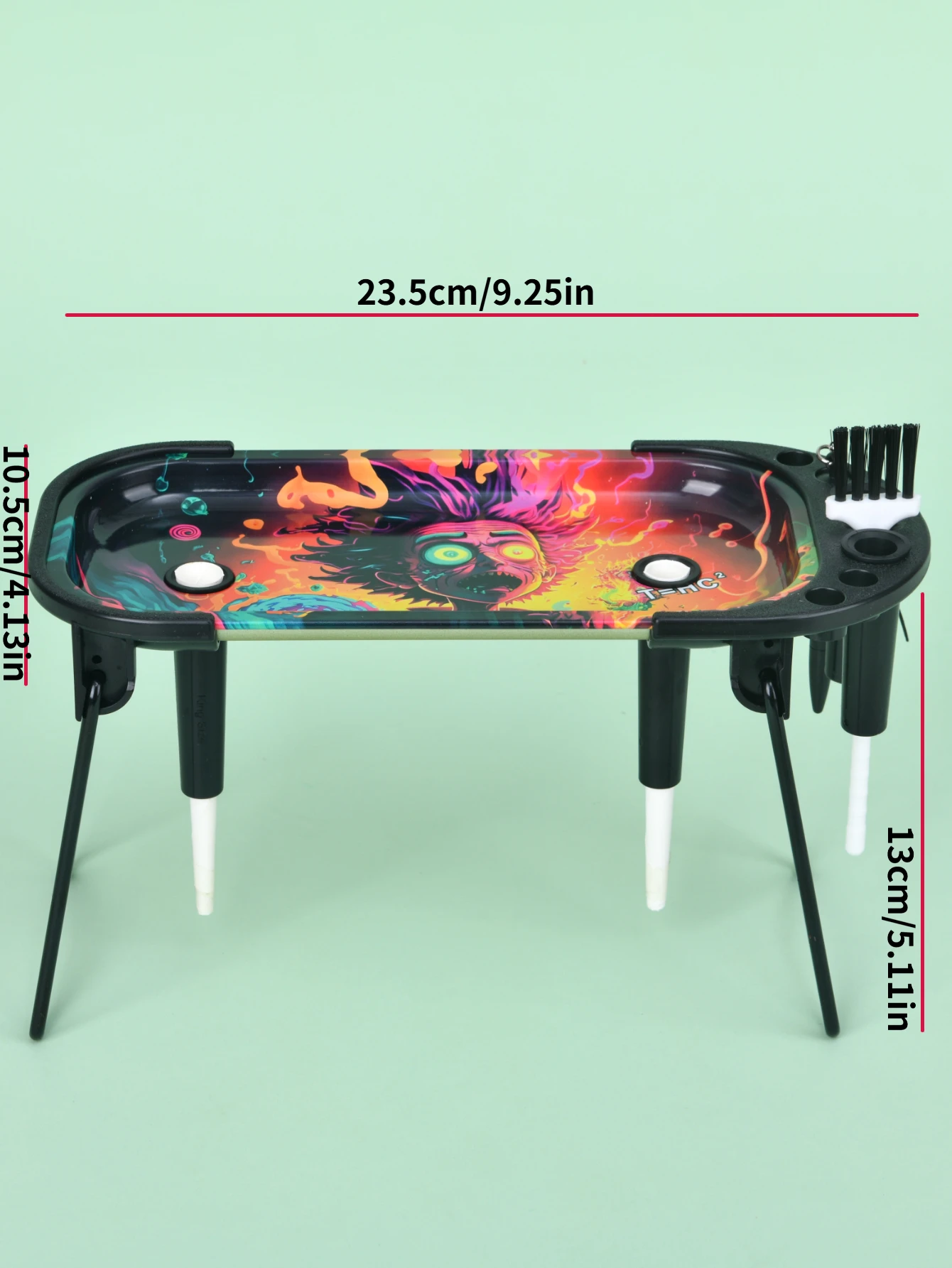 1 Set Metal Rolling Tray Cone Foldable Stand King Size &1 1/4 Size Funnel Brush Placement Gift Tray Kit