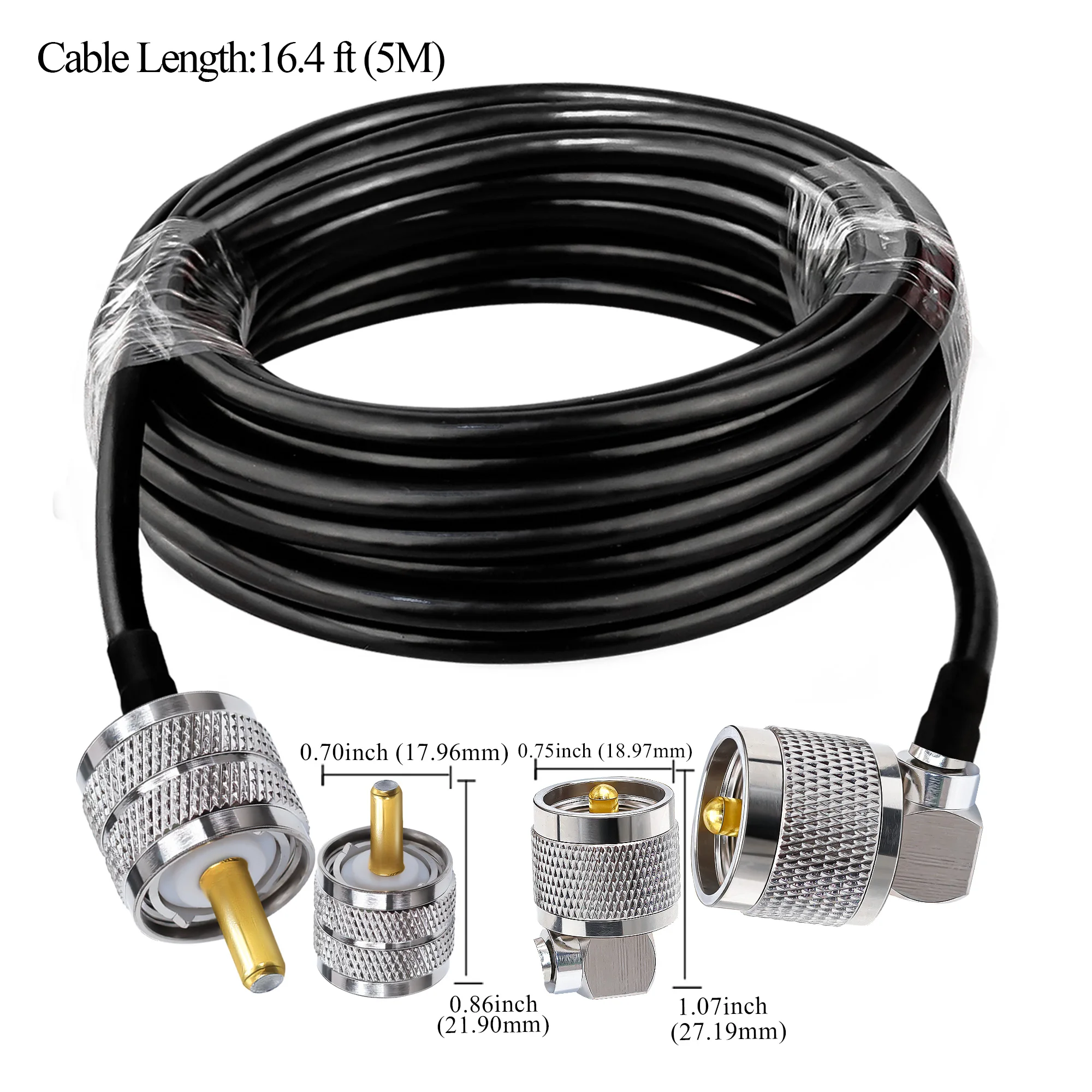 UHF Jumper Cable RG58 UHF PL259 Male Plug to UHF Male Right Angle Coaxial Cable PL 259 WiFi Antenna Extension Cable 30cm 1M 5M