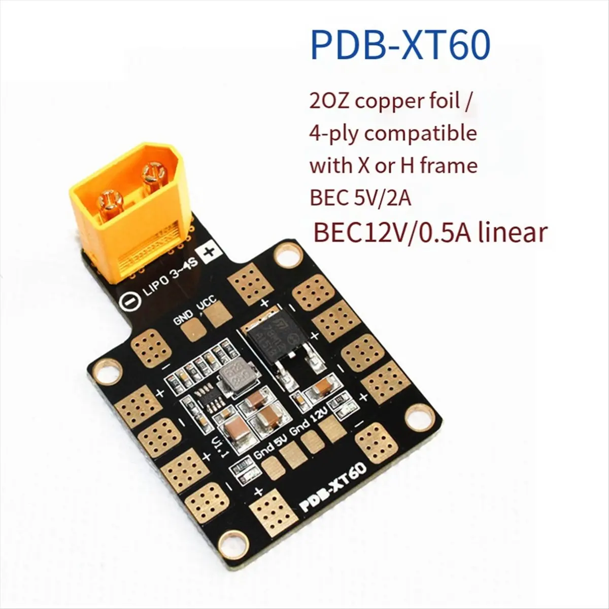 SCLS For Systems PDB Power Distribution Board W/ BEC 5V 12V for QAV250 RC FPV Quadcopter Multicopter Drone