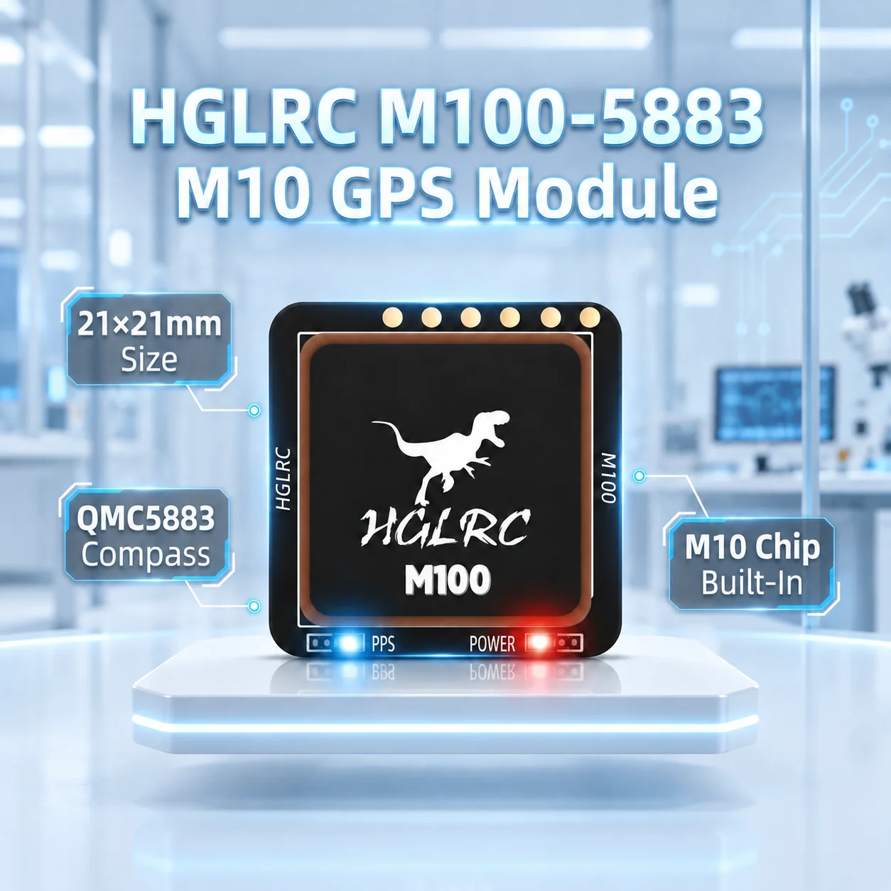 HGLRC M100-5883 M10 GPS Module with QMC5883 Compass 72CH 10Hz 115200bps 3.3-5V for FPV Drone Fixed Wing UAV GPS Rescue Fast Lock